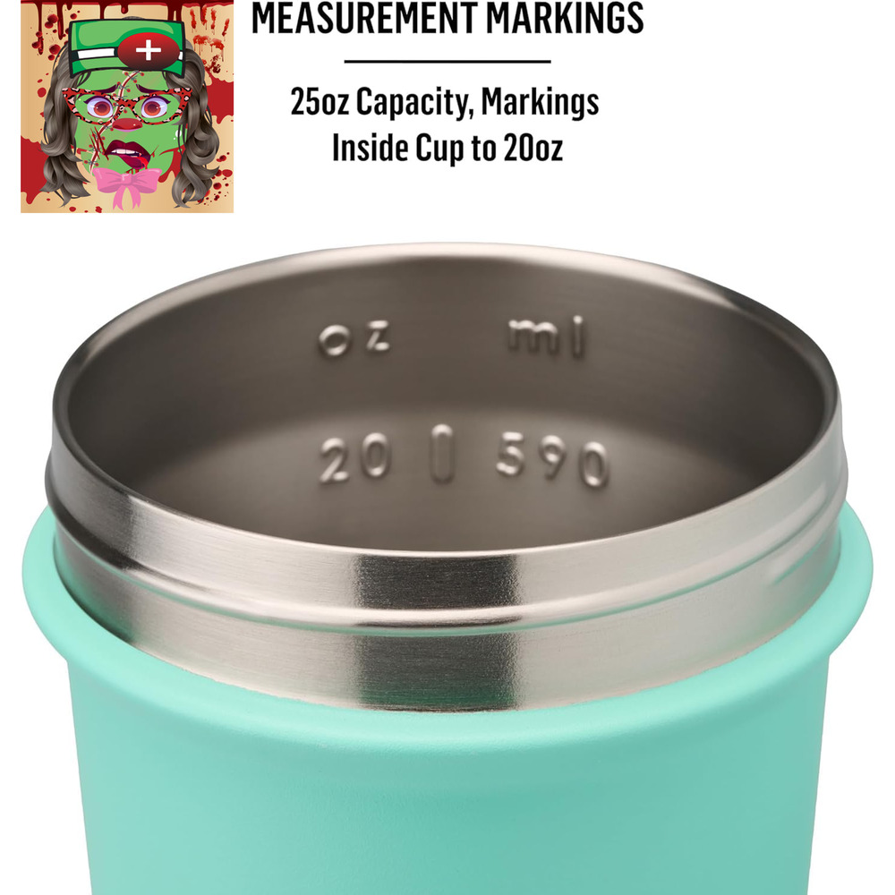 Strada Twist Cap Shaker Cup Insulated Stainless Steel Water Bottle with Wire Whi